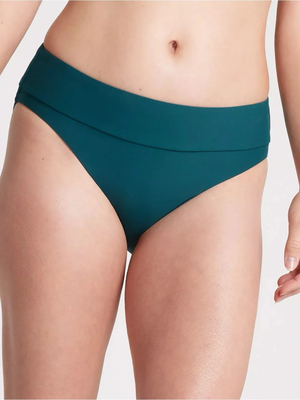 CALIA Women's Mid Rise Wide Banded High Leg Swim Bottoms, XXL, Teal
